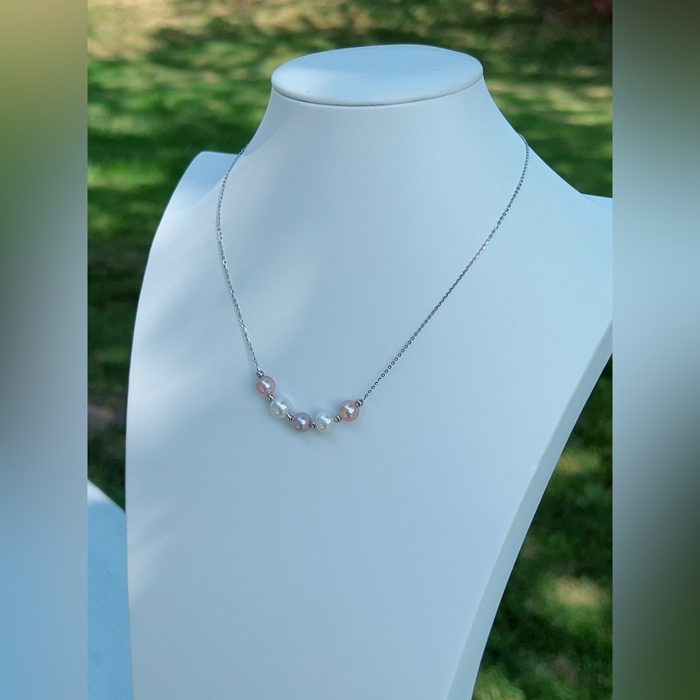 M7 Handmade S925 Freshwater Pearl Necklace two way wearing - Picture 3 of 7